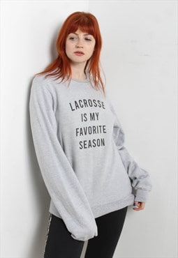 Vintage 90's USA Lacrosse Graphic Sweatshirt Grey