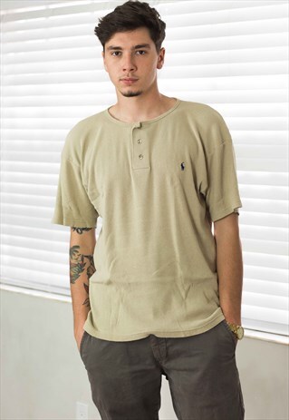 VINTAGE POLO RALPH LAUREN T-SHIRT LOGO 90S L 7.5