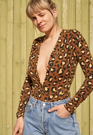 90'S VINTAGE BODYSUIT LEOPARD PATTERN