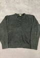 DOCKERS KNITTED JUMPER V-NECK GRANDAD SWEATER 