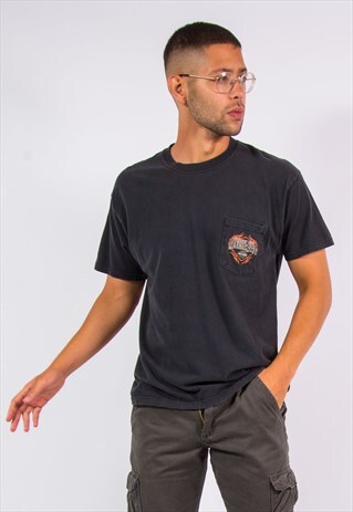 HARLEY DAVIDSON FLAME POCKET T SHIRT