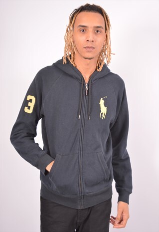 VINTAGE POLO RALPH LAUREN HOODIE SWEATER BLACK