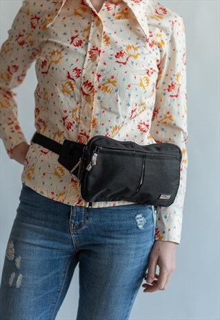 VINTAGE 80S' BLACK MINIMAL BUM BAG