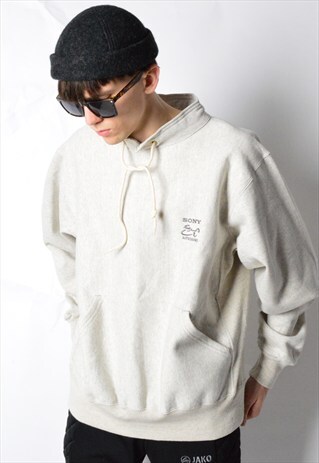 VINTAGE 90S EMBROIDERED SONY BEIGE SWEATSHIRT