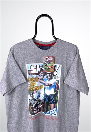 VINTAGE ENGLAND SHOOT MAGAZINE FOOTBALL T-SHIRT GREY LARGE