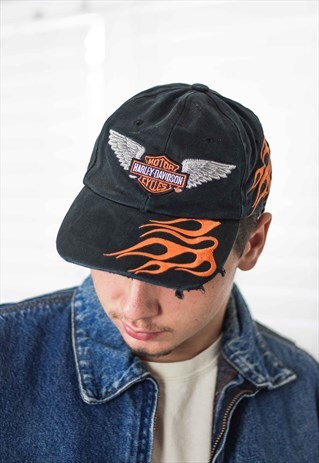 VINTAGE HARLEY DAVIDSON CAP HAT LOGO 90S X 3.4