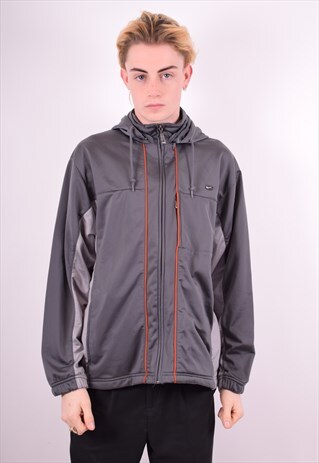 NIKE MENS VINTAGE HOODIE JACKET MEDIUM GREY 90'S