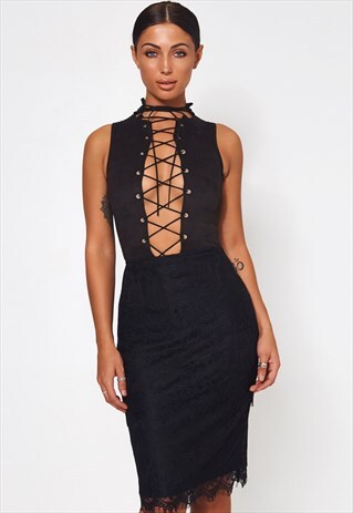 ISLA BLACK LACE BODYCON SKIRT