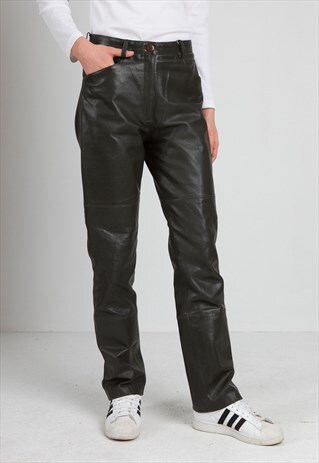 VINTAGE GREEN LEATHER TROUSERS BOTTOMS