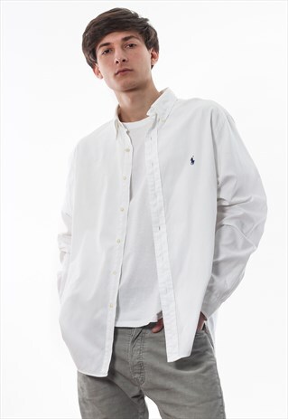 VINTAGE POLO RALPH LAUREN 90S WHITE LONG SLEEVE