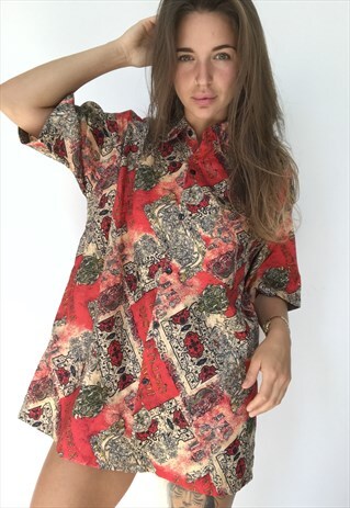 PATTERNED OVERSIZED RETRO VINTAGE UNISEX FESTIVAL SHIRT