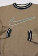 VINTAGE 90S NIKE EMBROIDERED LOGO SWEATSHIRT IN BROWN