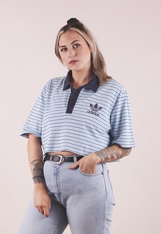 VINTAGE ADIDAS REWORKED CROPPED POLO TOP TSHIRT /A22092