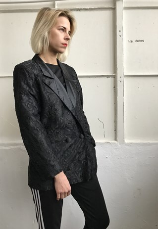 VINTAGE 80' AMAZING BEAUTIFUL BLACK LACE JACKET