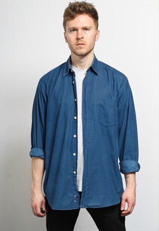 VINTAGE CORDUROY CORD SHIRT BLUE