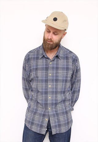 VINTAGE WOOLRICH BLUE CHECK FLANNEL SHIRT