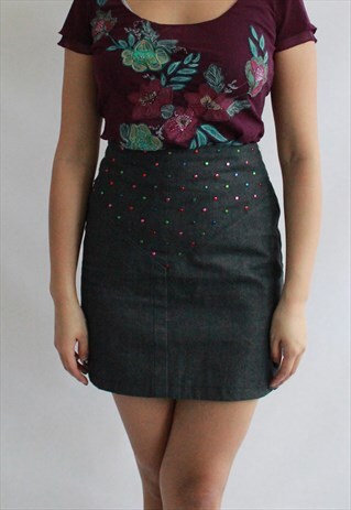 VINTAGE GREY DENIM 80S SKIRT
