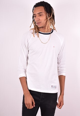 CHAMPION MENS VINTAGE TOP LONG SLEEVE XL WHITE 90S