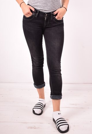LIU JO WOMENS VINTAGE JEANS W27 L25 BLACK 90S