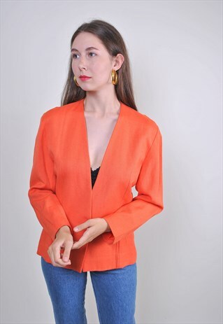 80S ORANGE ONE BUTTON CASUAL BLAZER, SIZE M