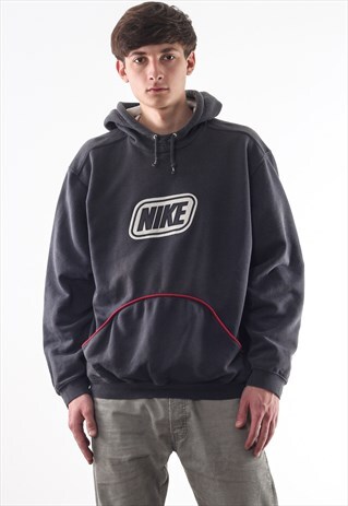 VINTAGE NIKE HOODIE 90S GREY BIG LOGO