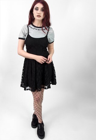 'LETTERBOMB' 2-IN-1 LACE GRUNGE DRESS