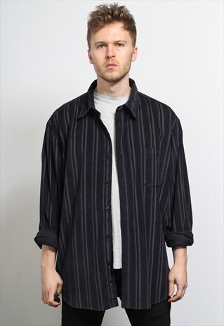 VINTAGE CORDUROY CORD SHIRT BLUE