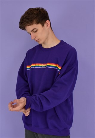 G&G UNISEX PURPLE RAINBOW RIBBON SWEAT
