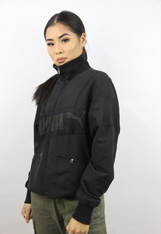 VINTAGE PUMA BLACK ZIP-UP SPORTS JACKET