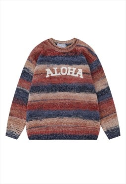Aloha sweater knitted retro pattern Hawaii jumper in multi