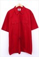 Vintage Dickies Shirt Red Short Sleeve With Classic Logo Tab