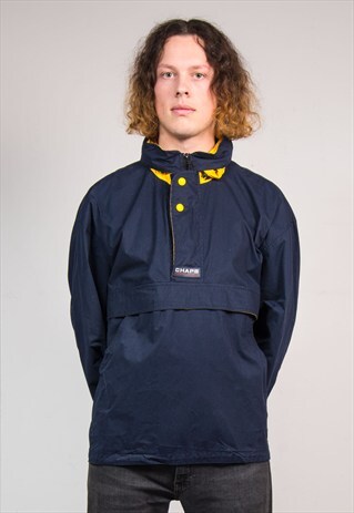 90'S VINTAGE RALPH LAUREN CHAPS NAVY QUARTER ZIP JACKET