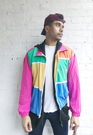 PRINTED SILKY WINDBREAKER/SHELL/BOMBER JACKET (1990'S)