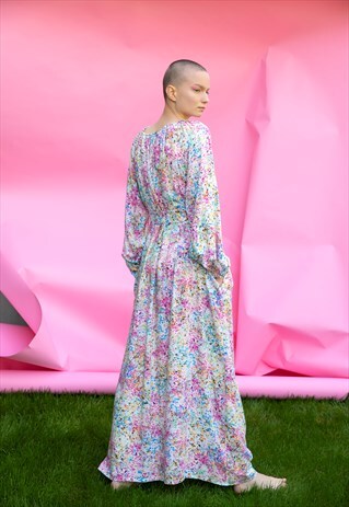 SUMMER MAXI DRESS WITH LONG SLEEVES IN SOFT VISCOSE FABRIC