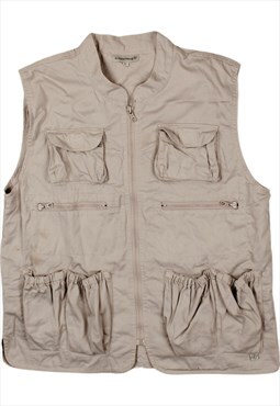 Vintage 90's Sloggerwear Gilet Utility Vest Sleeveless Beige