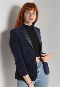 Vintage 90's Corduroy Cord Blazer Jacket Blue