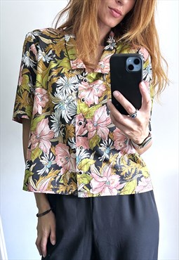 Colorful Tropical Printed Short Sleeved Shirt / Blouse 