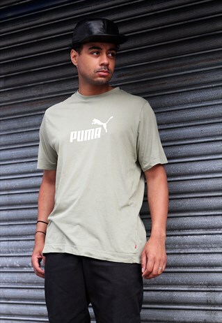 VINTAGE PUMA LOGO KHAKI T-SHIRT