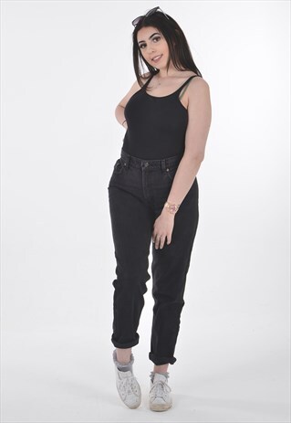 LEVI'S 550 HIGH WAISTED BLACK DENIM JEANS 29/31