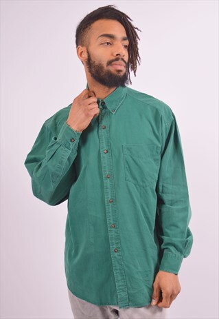 GAP MENS VINTAGE SHIRT LARGE GREEN 90S