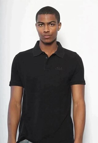 VINTAGE BEST COMPANY LOGO POLO SHIRT BLACK