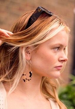 Brown Threader Tortoise Shell Scoop Earrings