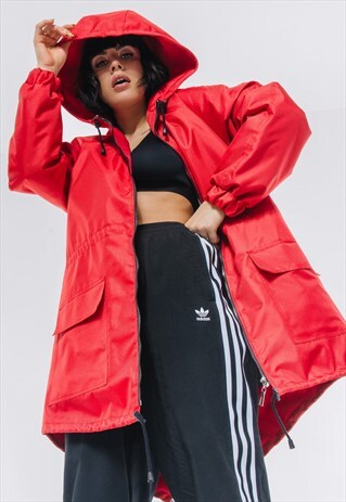 WINDBREAKER PARKA COAT IN RED