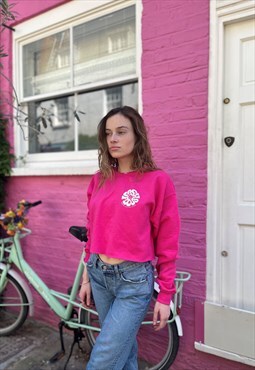 FashFocus Cropped Sweatshirt in Bright Pink
