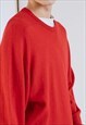 VINTAGE ROUND NECK LAMBSWOOL UNISEX SWEATER IN RED KNIT L