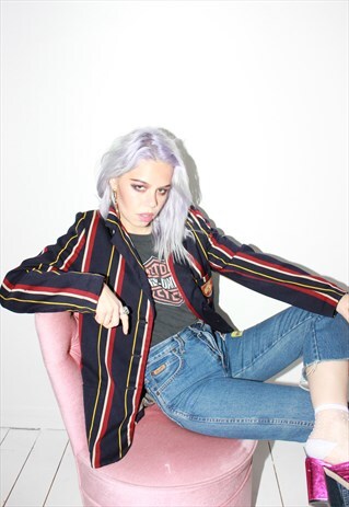VINTAGE 70S NAVY STRIPED SCHOOL BOY BLAZER