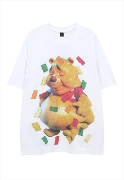 Gummy bear t-shirt Vinnie tee retro cartoon top in white