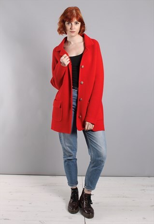 VINTAGE 60 RED WOVEN TAILORED COAT JACKET