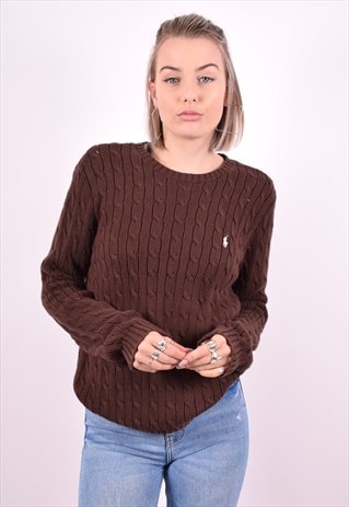 RALPH LAUREN WOMENS VINTAGE JUMPER SWEATER XL BROWN 90'S