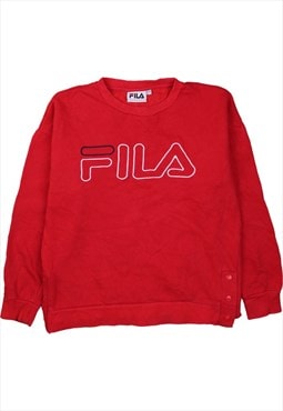 Vintage 90's Fila Sweatshirt Spellout Crew Neck Red Small